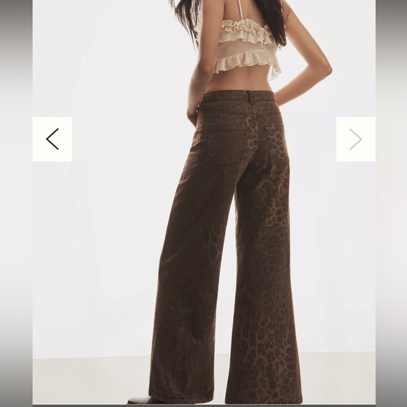 Anthropologie The Adi Leopard Mid-Rise Flare Jeans by Pilcro 30 Animal Print NWT - Picture 2 of 7